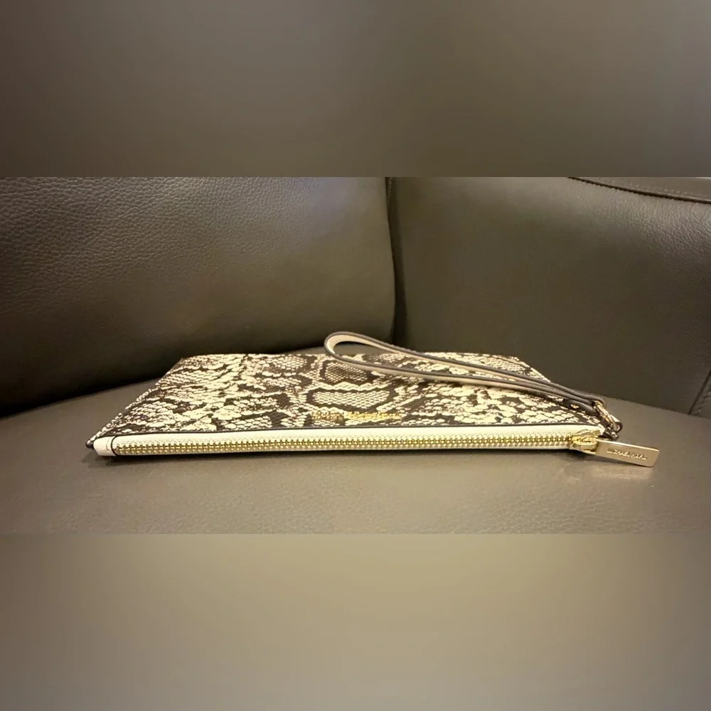 Michael‎ Kors Black and Cream Snake Embossed Clutch